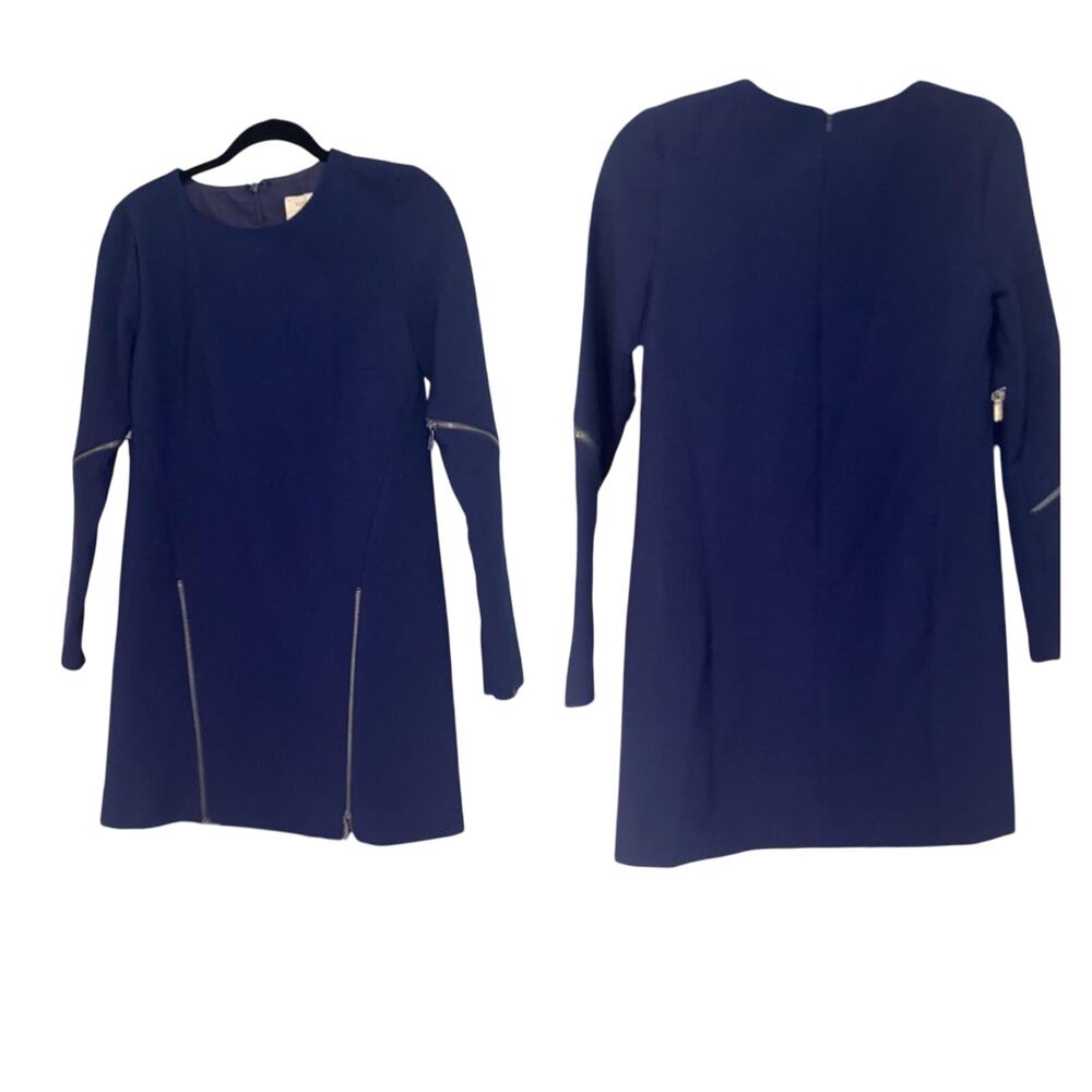 Artelier Blue Midi Zipper Dress Long Sleeve - Picture 2 of 10